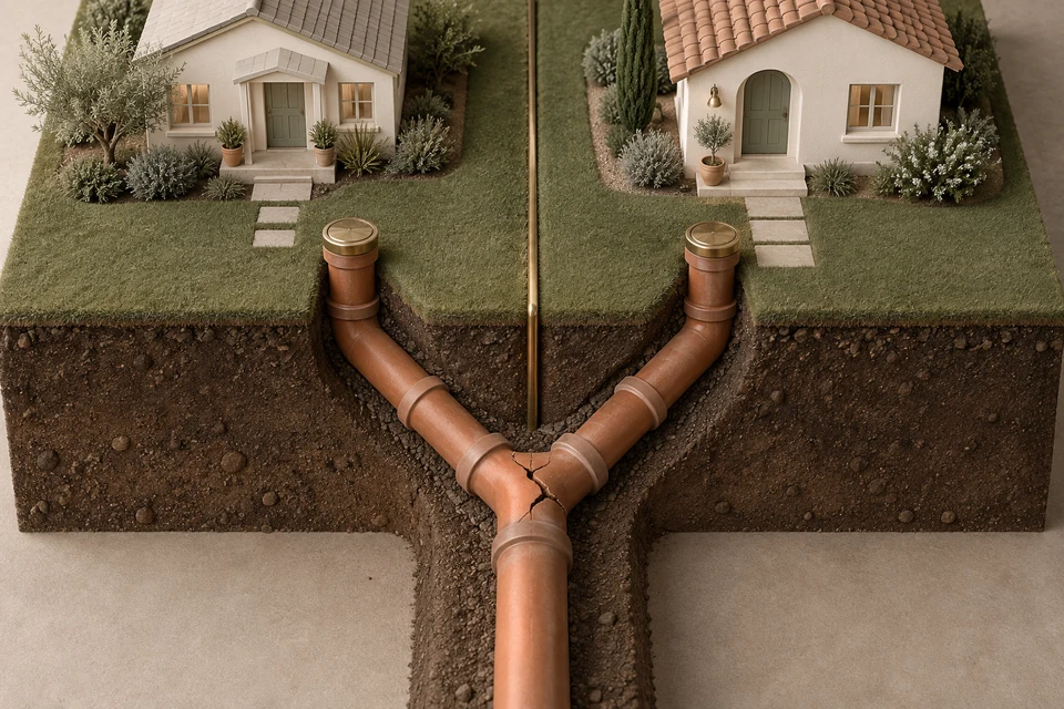 Conceptual illustration of private branches · shared lateral · separate owners