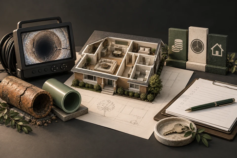 Conceptual illustration of home purchase, camera evidence and replacement scope
